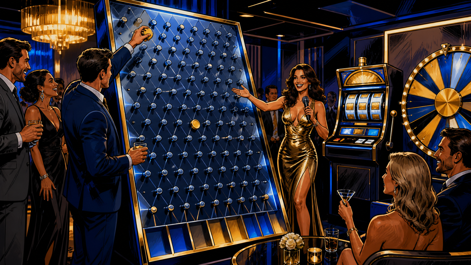 Adult guests enjoying a large physical event attraction