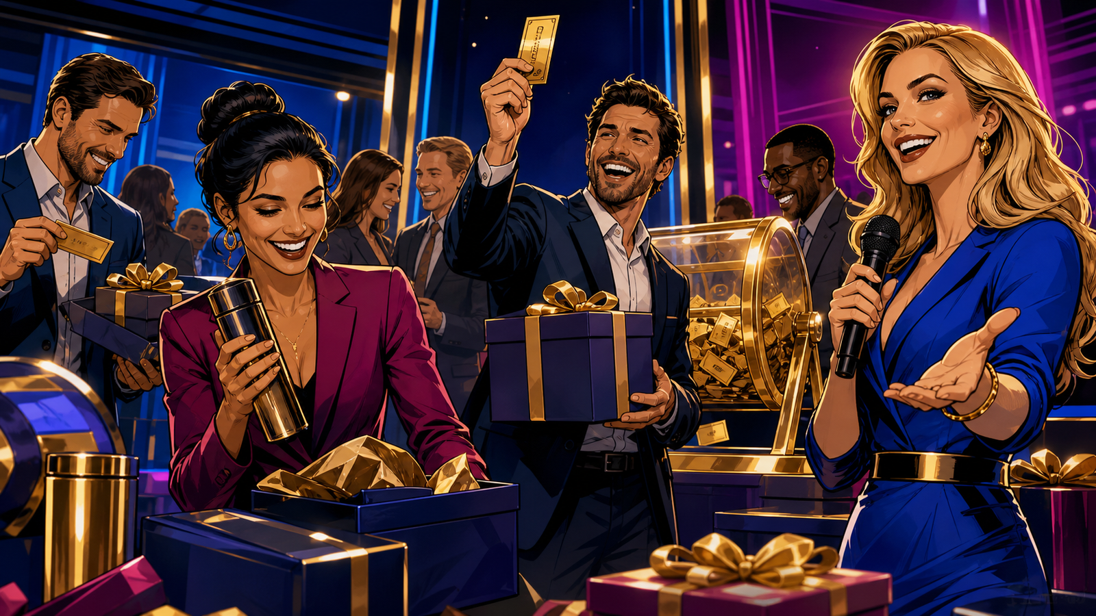Corporate event prize and giveaway game in action